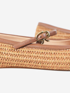 Gianvito Rossi Beige Carla woven raffia ballet flats - size EU 37.5