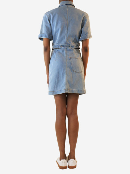 Blue button-down denim mini dress - size UK 8 alternate image