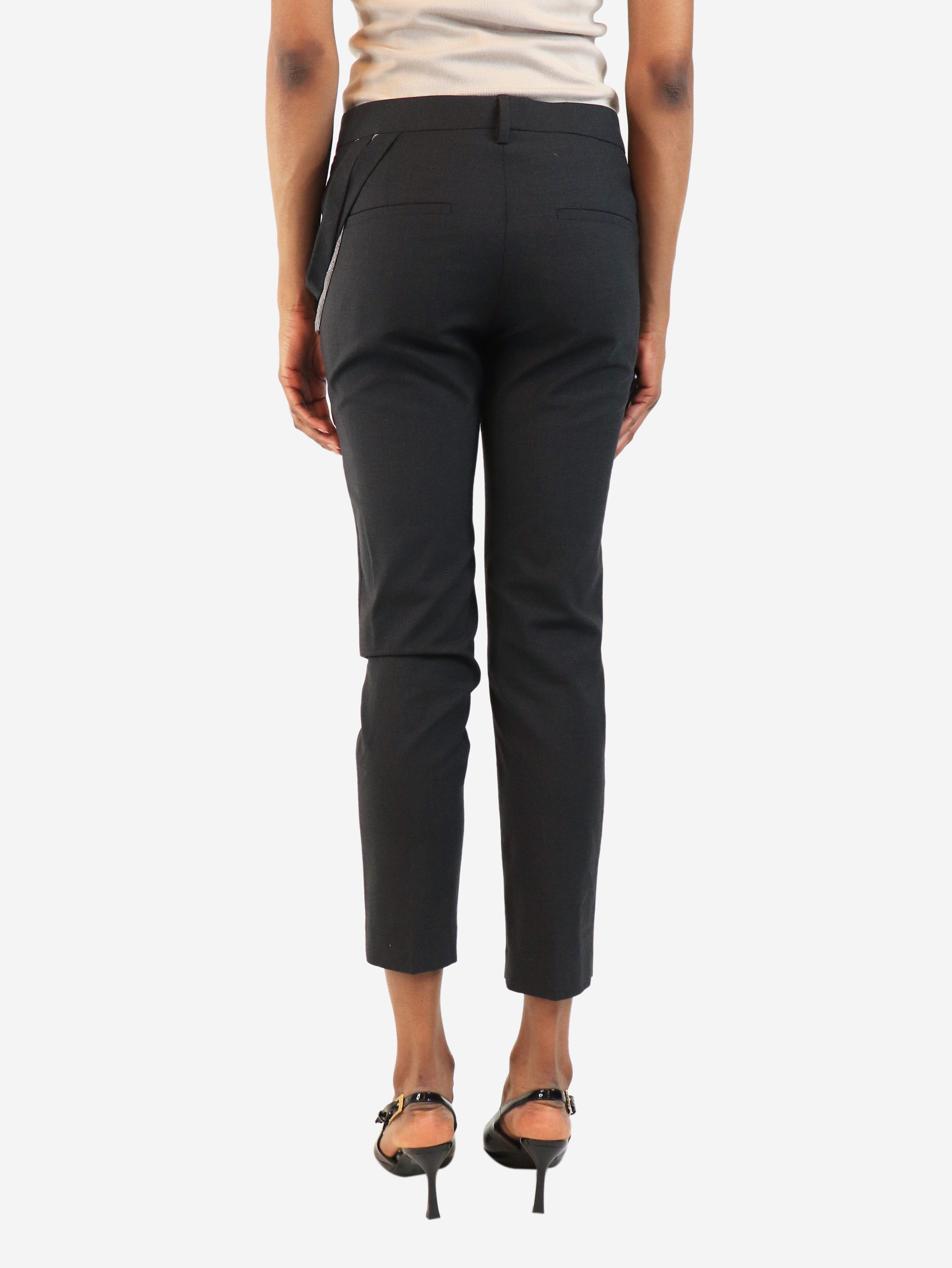 Dark grey wool-blend trousers with side chain detail - size UK 6 Trousers Brunello Cucinelli 