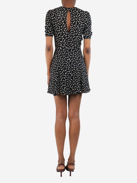 Black floral print mini dress - size UK 4 alternate image