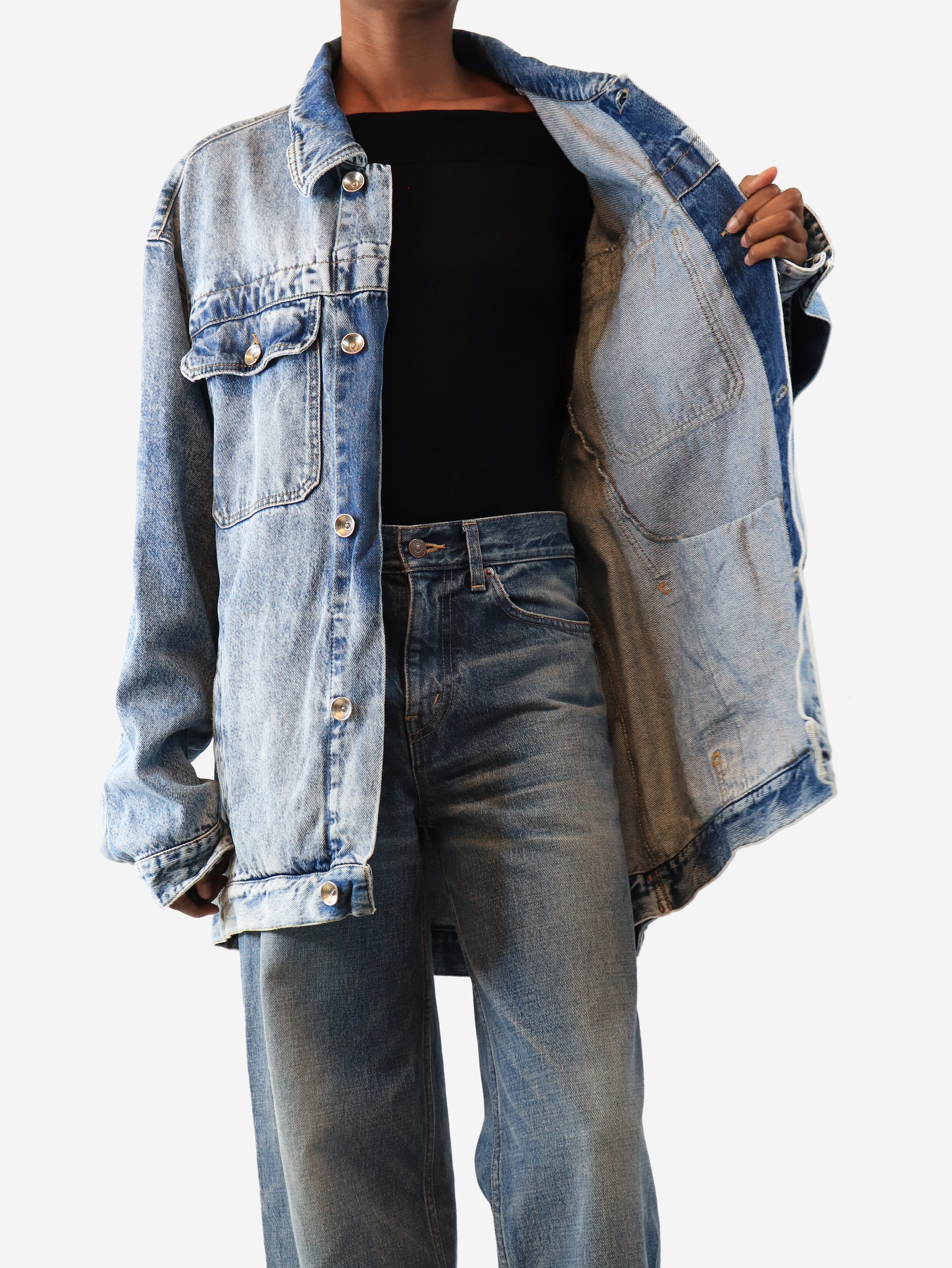 Blue oversized denim jacket - size XS