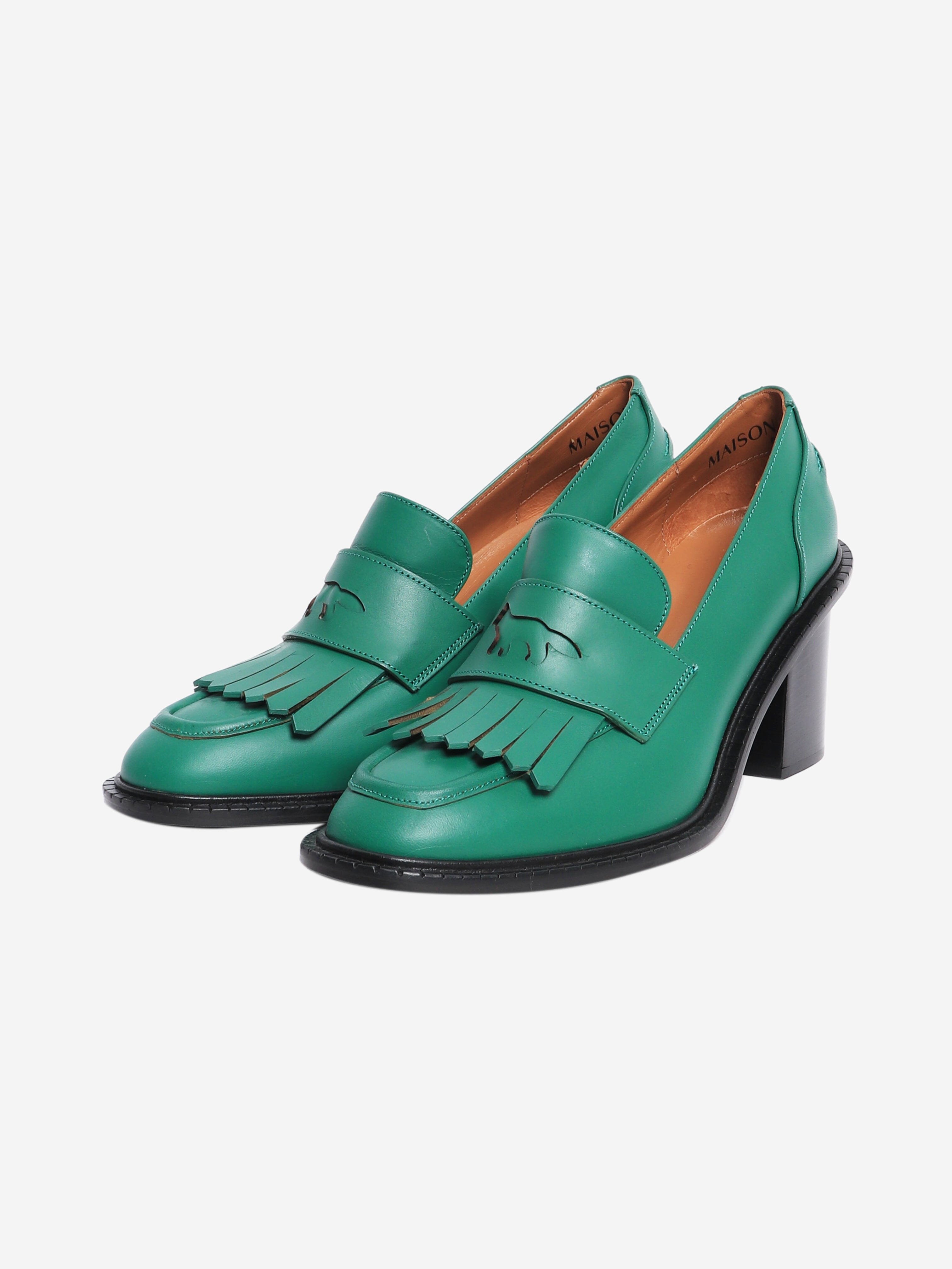 Forest green heeled loafers - size EU 40 Heels Maison Kitsune 