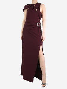 Nicholas Burgundy asymmetrical maxi dress - size UK 14