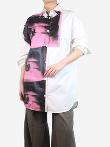 Calvin Klein White photograph print button-up shirt - size S
