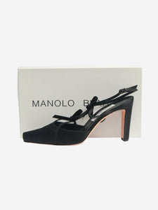 Manolo Blahnik Black satin bow pumps - size EU 40.5