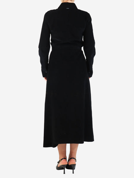 Black belted corduroy shirt dress - size UK 8 alternate image