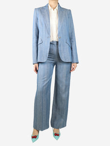 L'Agence Blue pin-stripe two-piece suit set - size UK 8