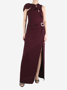 Nicholas Burgundy asymmetrical maxi dress - size UK 14