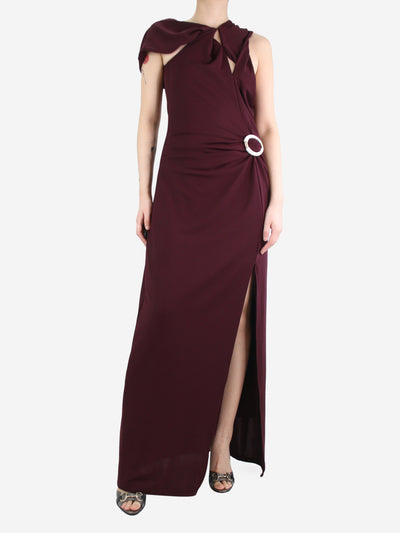 Burgundy asymmetrical maxi dress - size UK 14 Dresses Nicholas 