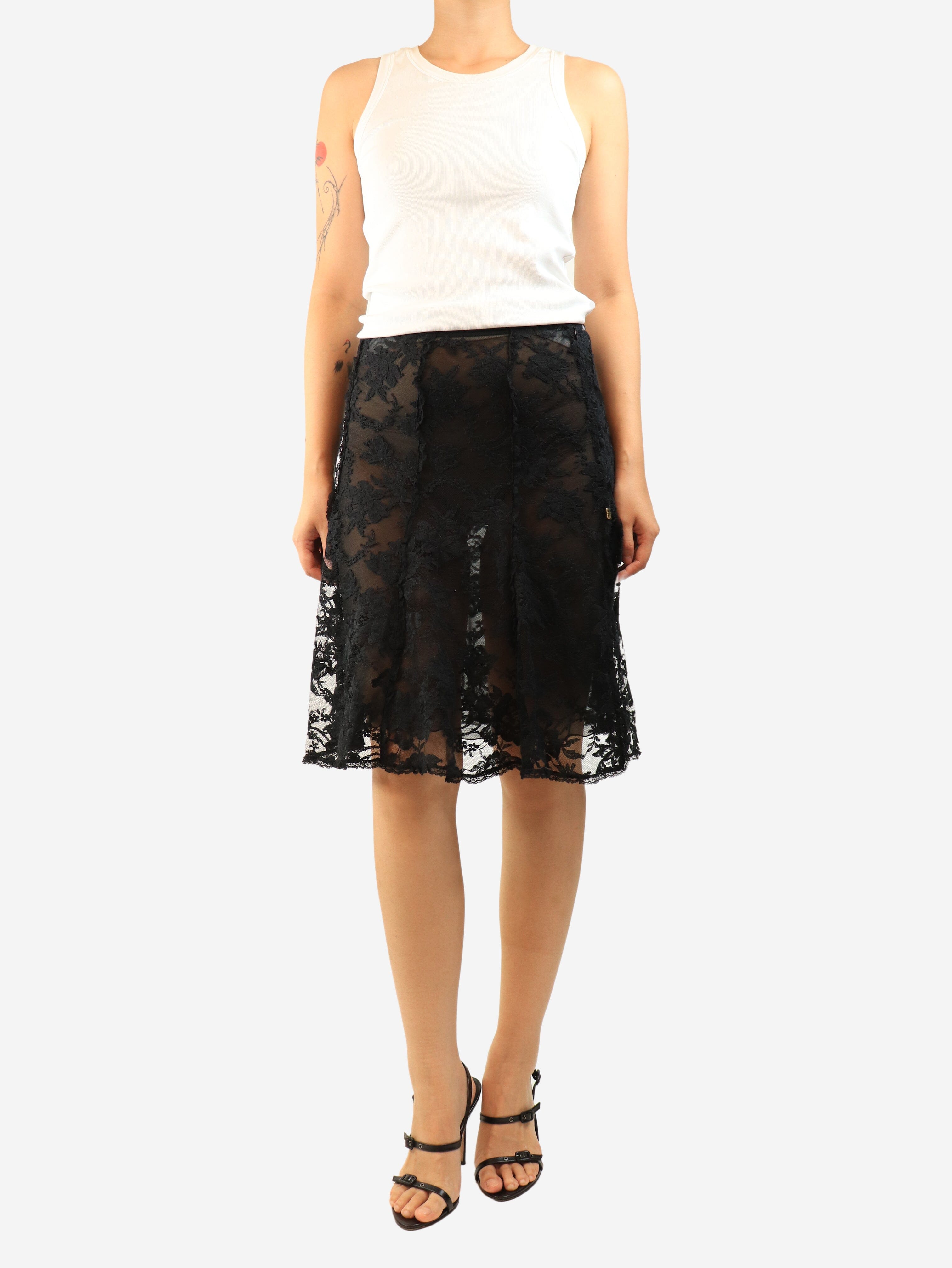 Black lace skirt with slip - size UK 8 Skirts Sonia Rykiel 