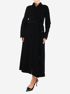 S Max Mara Black belted corduroy shirt dress - size UK 8 Dresses S Max Mara 