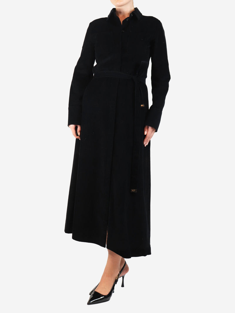 S Max Mara Black belted corduroy shirt dress - size UK 8 Dresses S Max Mara 