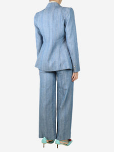 L'Agence Blue pin-stripe two-piece suit set - size UK 8