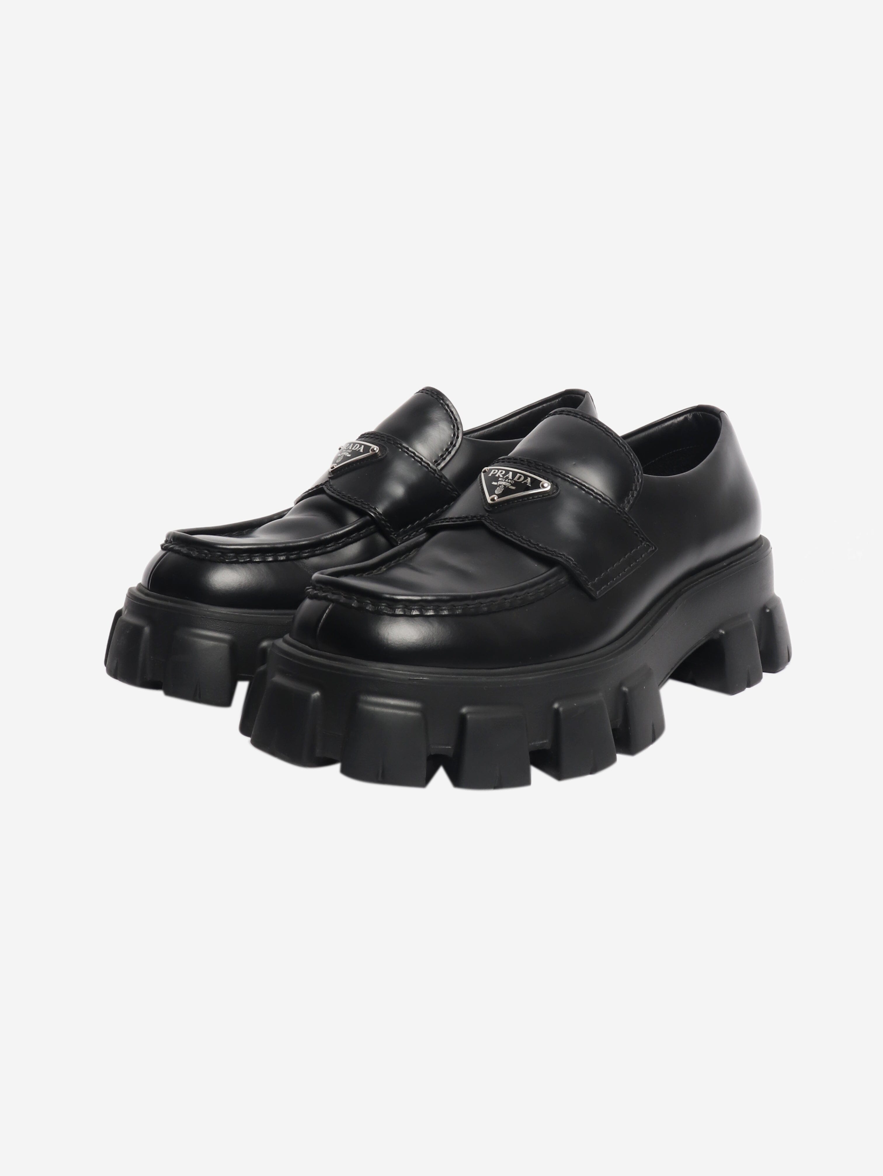 Black platform loafers - size UK 7.5 Flat Shoes Prada 