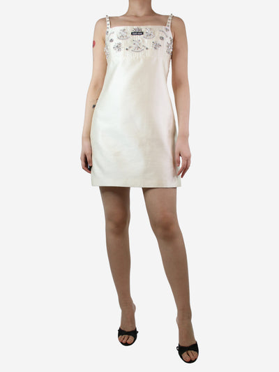 Cream bejewelled mini dress - size L Dresses Miu Miu 