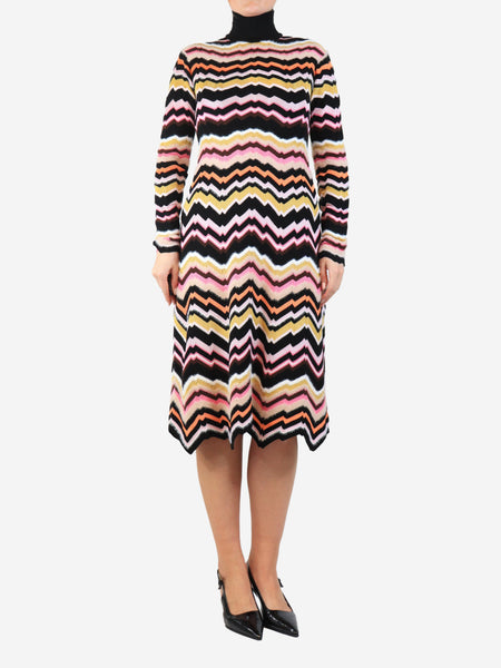 Zig-zag turtleneck knit dress - size UK 10 product image