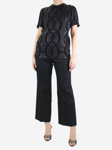 Dries Van Noten Black jacquard trousers - size UK 10