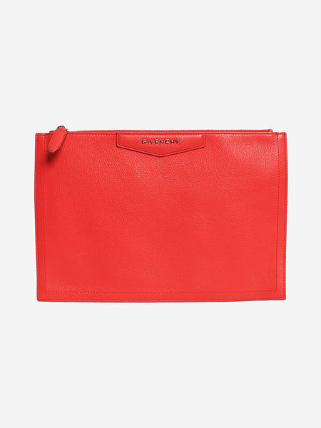Red Antigona grained leather clutch product image