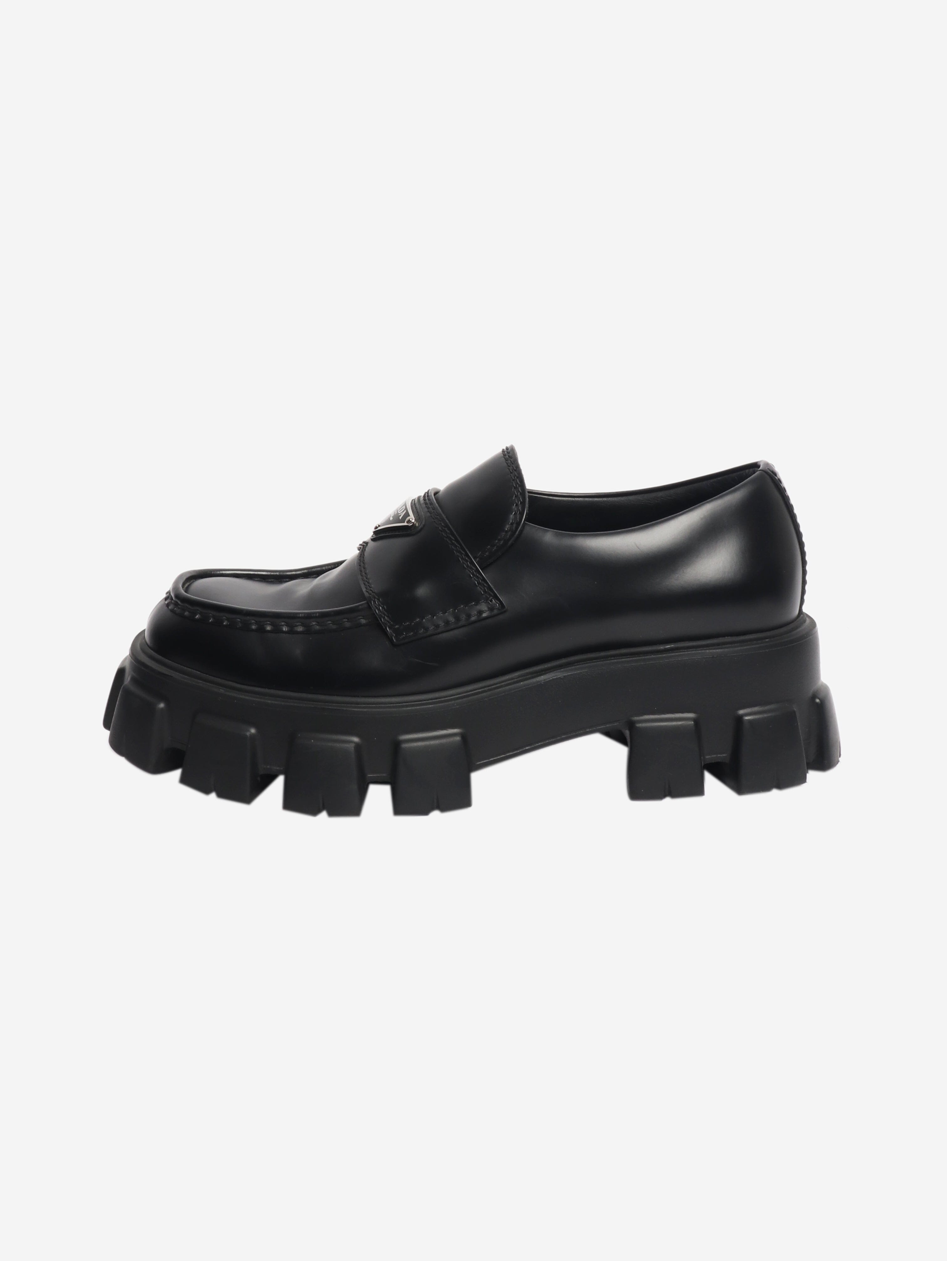 Black platform loafers - size UK 7.5 Flat Shoes Prada 