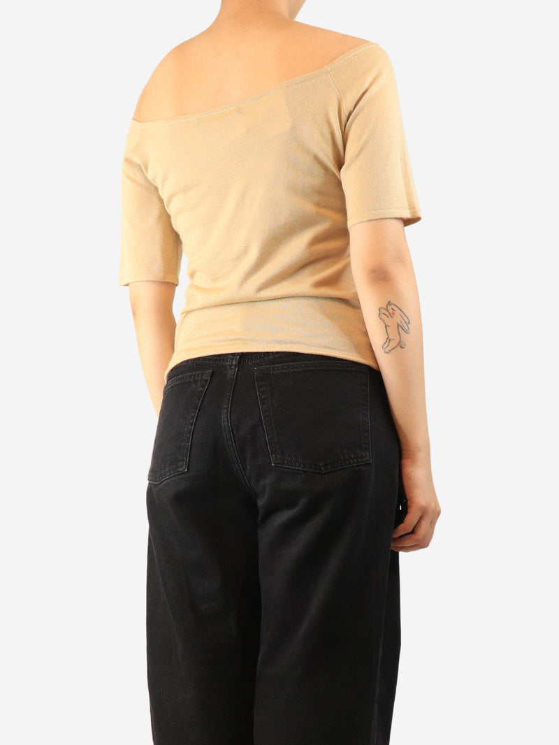 Neutral off-shoulder knit top - size L Tops Ralph Lauren 
