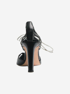 Manolo Blahnik Black and white cut-out tie-up heels - size EU 40.5