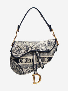 Christian Dior Blue and cream 2021 Around the World embroidered Saddle bag