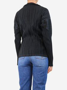 Pleats Please Black pleated long sleeve top - size UK 10