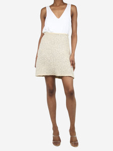 Chanel Cream knitted wool-blend skirt - size UK 10