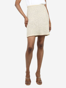 Chanel Cream knitted wool-blend skirt - size UK 10