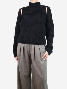 Calvin Klein Black cutout wool turtleneck jumper - size L