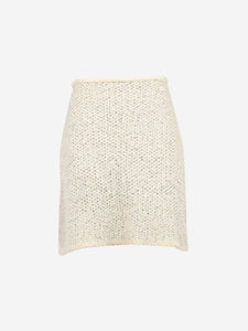 Chanel Cream knitted wool-blend skirt - size UK 10