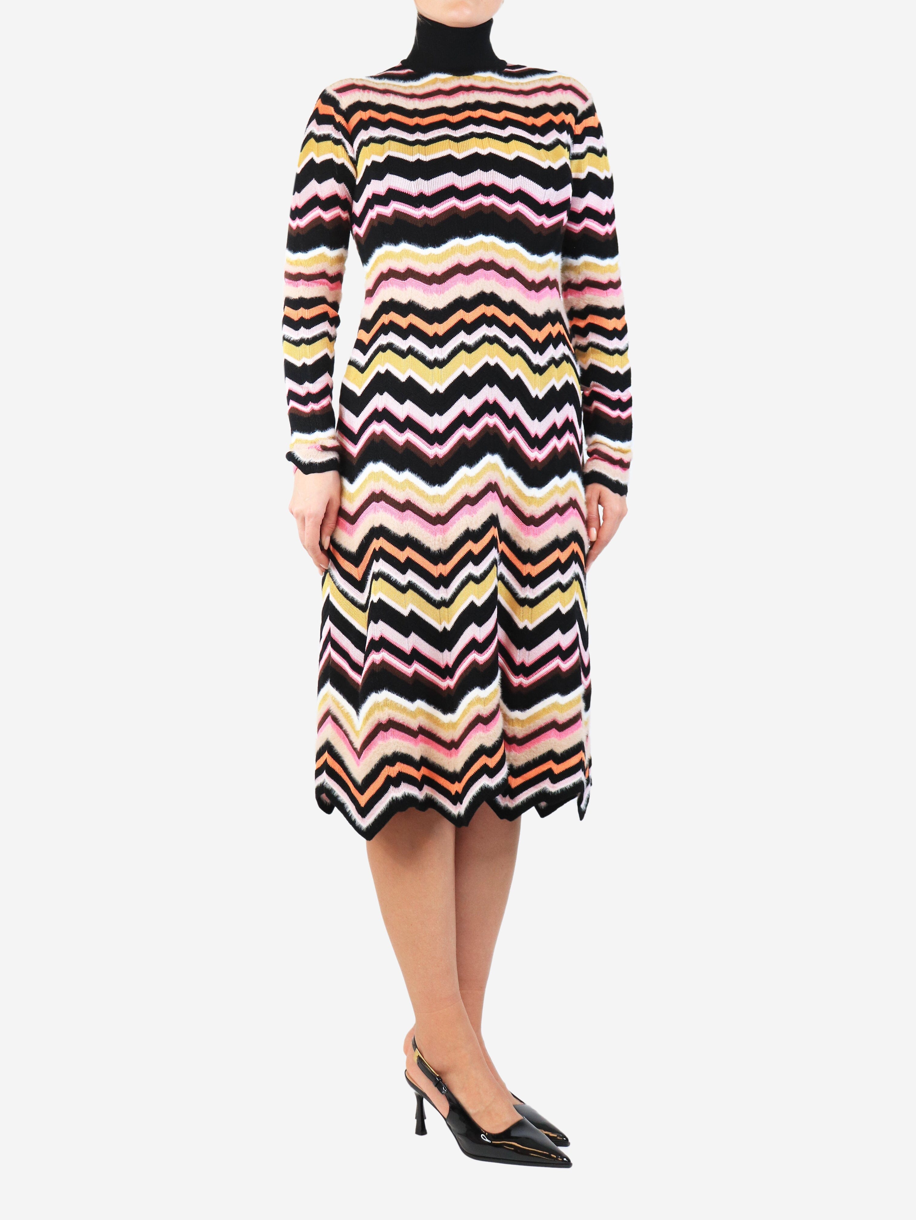 Zig-zag turtleneck knit dress - size UK 10 Dresses Missoni 