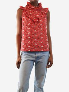 Roseanna Roseanna Red broderie anglaise ruffle blouse - size UK 6