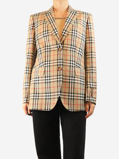 Neutral check blazer - size UK 12 Coats & Jackets Burberry 