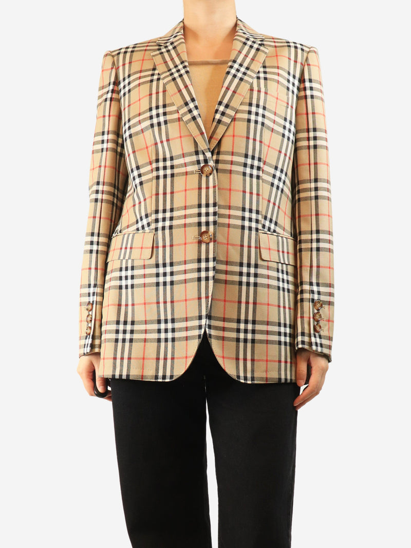 Neutral check blazer - size UK 12 Coats & Jackets Burberry 