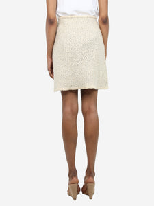 Chanel Cream knitted wool-blend skirt - size UK 10