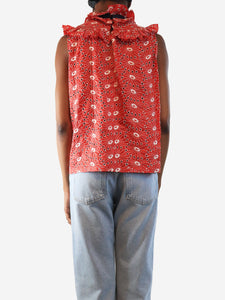 Roseanna Roseanna Red broderie anglaise ruffle blouse - size UK 6