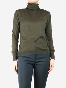 Saint Laurent Green long-sleeved roll neck jumper - size M
