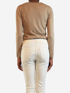 Neutral lurex fine knit sweater - size S Knitwear Brunello Cucinelli 