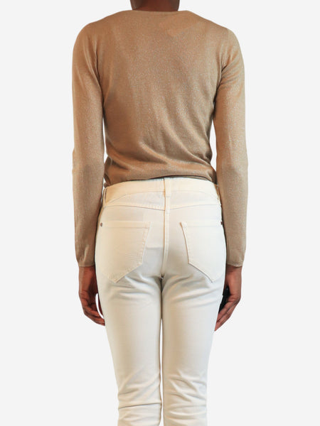 Neutral lurex fine knit sweater - size S alternate image