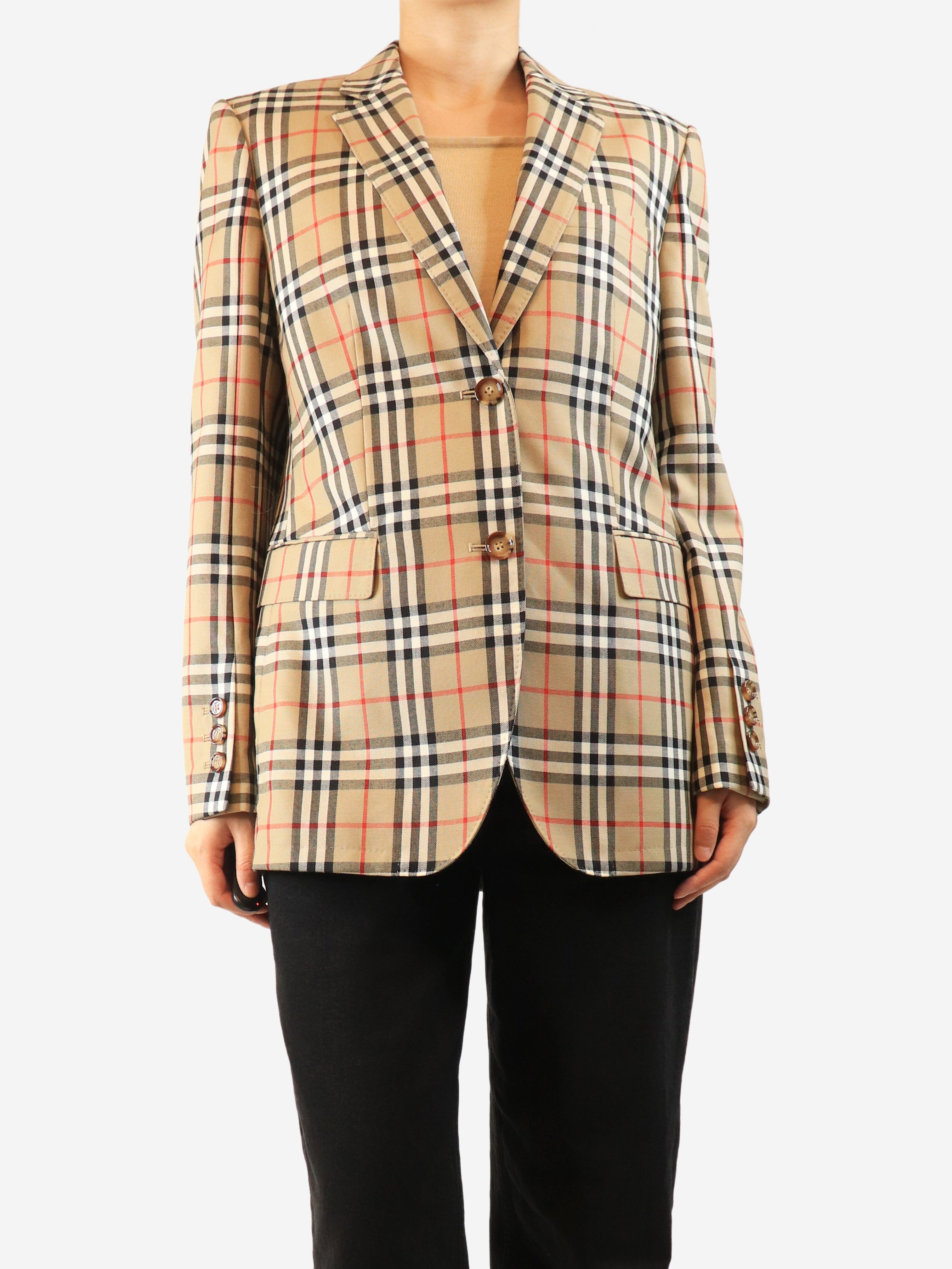 Neutral check blazer - size UK 12 Coats & Jackets Burberry 