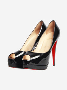 Christian Louboutin Black patent open toe heels - size EU 37.5 (UK 4.5)