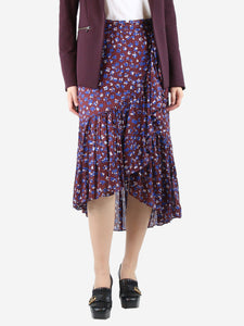 Ulla Johnson Purple floral-printed asymmetric midi skirt - size UK 8