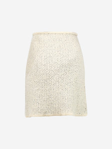 Chanel Cream knitted wool-blend skirt - size UK 10