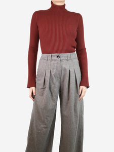 Chloe Maroon ribbed high-neck jumper - size S