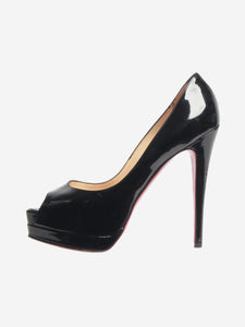 Christian Louboutin Black patent open toe heels - size EU 37.5 (UK 4.5)