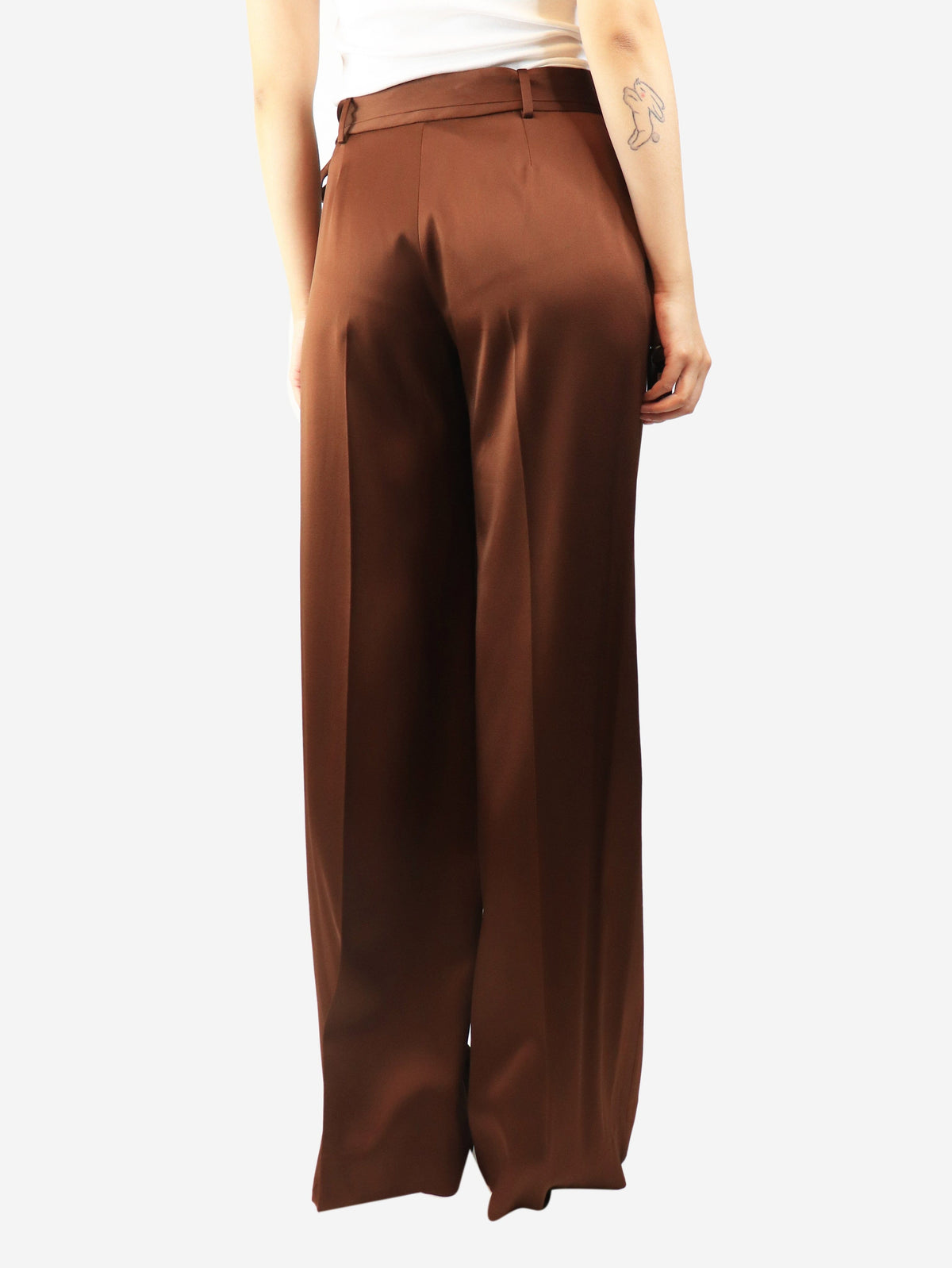 Brown satin wrap trousers - size UK 10 Trousers Ermanno Scervino 