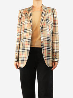 Neutral check blazer - size UK 12 Coats & Jackets Burberry 