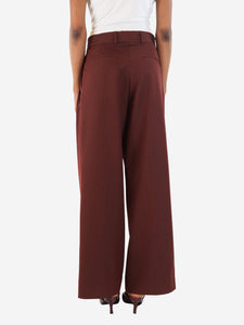 Dries Van Noten Burgundy pinstripe pleated trousers - size UK 6