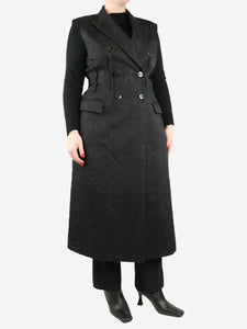 Dries Van Noten Black sleeveless jaquard coat - size UK 14